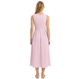 Robe Longue à Rayures Verticales sans Manches avec Col Haut pour Femmes