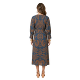 Robe Maxi à Col en V avec Imprimé Baroque et Détail Noué sur le Devant