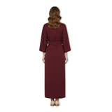 Robe longue femme à manches chauve-souris et taille marquée silhouette fluide