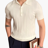 Ian | Polo en tricot slim fit pour hommes, style business casual avec motif en relief