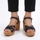 Sandales à Plateforme avec Brides Tressées et Talon Bloc pour Femme