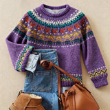 Pull Jacquard Violet Chaleureux Aveline