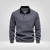 Polo Homme à Manches Longues – avec Col Blanc – Décontracté & Élegant