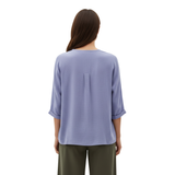 Blouse pour Femme à Col en V avec Boutons et Manches 3/4 en Lin et Coton