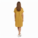 Robe en jersey pour femmes, coupe ample, longueur genou, encolure en V avec poches fonctionnelles