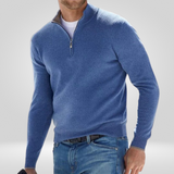 Pull zippé pour hommes – Pull à demi-zip avec texture en rib et coupe confortable