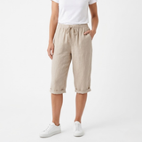 Short en Coton et Lin avec Taille Élastique et Poches pour Femmes