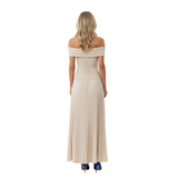Robe Longue Plissée à Épaules Dénudées et Dos Nu pour Femme