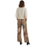 Pantalon Large à Imprimé Cachemire et Taille Haute Élastique pour Femmes
