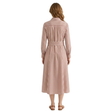 Robe Chemise à Rayures pour Femmes avec Ceinture et Manches Longues à Revers