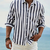 Hudson | Chemise à Manches Longues en Mélange Lin-Coton à Rayures