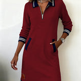 Sophie | Robe Polo Zippée Manches Longues