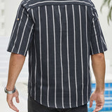 Samuel | Chemise d'été à manches courtes Henley avec motif rayé
