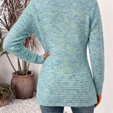 Nova | Cardigan à boutons et tabulations en tricot côtelé aqua