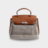 Flávia - Sac en toile en cuir de vache