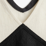 Robe Longue Satinée sans Manches avec Col en V et Design Contrasté