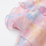 Robe Longue Fleurie à Volants avec Col en V et Fines Bretelles