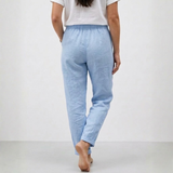 Pantalon en Coton et Lin à Taille Haute Élastique et Coupe Décontractée pour Femme