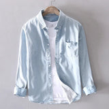 Chemise en Denim pour Homme Casual à Manches Longues