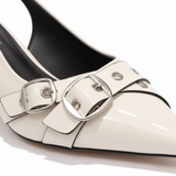 Escarpins Slingback à Bout Pointu en Similicuir avec Détails Métalliques pour Femmes