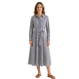 Robe Chemise à Rayures pour Femmes avec Ceinture et Manches Longues à Revers