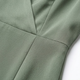 Robe Longue de Soirée en Satin avec Fente Latérale et Col en V pour Femmes