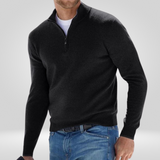 Pull zippé pour hommes – Pull à demi-zip avec texture en rib et coupe confortable