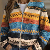 Yseult | Cardigan en maille à rayures zigzag multicolores
