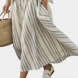 Aurora – blouse confortable et jupe midi à rayures