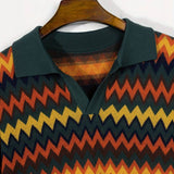 Pull Rétro avec Motif Zigzag