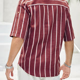 Samuel | Chemise d'été à manches courtes Henley avec motif rayé