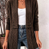 Camille | Cardigan en Tricot Côtelé Chocolat avec Boutons
