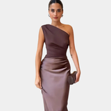 Aleida | Robe Maxi en Satin à Une Épaule