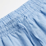 Pantalon en Coton et Lin à Taille Haute Élastique et Coupe Décontractée pour Femme