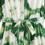 Robe Longue Fluide à Imprimé Floral avec Col en V et Manches Longues Bouffantes