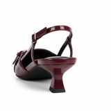 Escarpins slingback à petit talon en cuir verni avec bout pointu pour femme
