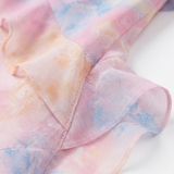 Robe Longue Fleurie à Volants avec Col en V et Fines Bretelles