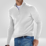 Pull zippé pour hommes – Pull à demi-zip avec texture en rib et coupe confortable