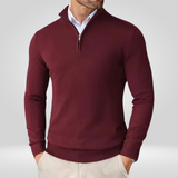 Pull Homme à Col Zippé Quart – Pullover Sport Slim Fit avec Col Montant