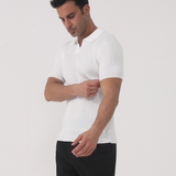 Joshua | Polo en Coton Côtelé à Col V pour Hommes