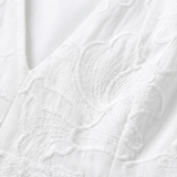 Robe Courte Brodée avec Col en V et Manches Bouffantes