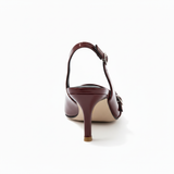 Escarpins Slingback à Bout Pointu en Similicuir Verni avec Brides pour Femmes
