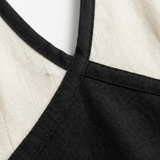 Robe Longue Satinée sans Manches avec Col en V et Design Contrasté