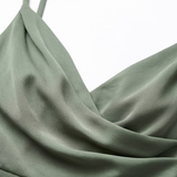 Robe Longue de Soirée en Satin avec Fente Latérale et Col en V pour Femmes