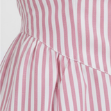 Robe Longue à Rayures Verticales sans Manches avec Col Haut pour Femmes