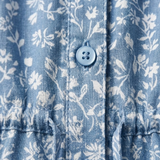Robe Longue en Coton Fleurie à Col V avec Boutons Frontaux pour Femmes
