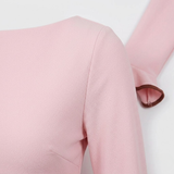 Robe Courte Moulante à Manches Longues avec Ourlet à Volants Contrastés