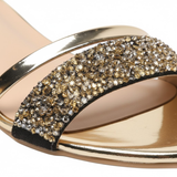 Sandales à petit talon pour femme avec bride cheville et détails scintillants