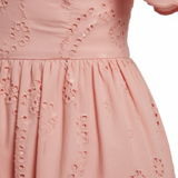 Robe Mi-Longue en Coton Sangallo à Épaules Dénudées avec Col en Cœur