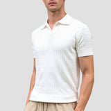 Polo en tricot blanc avec motif texturé